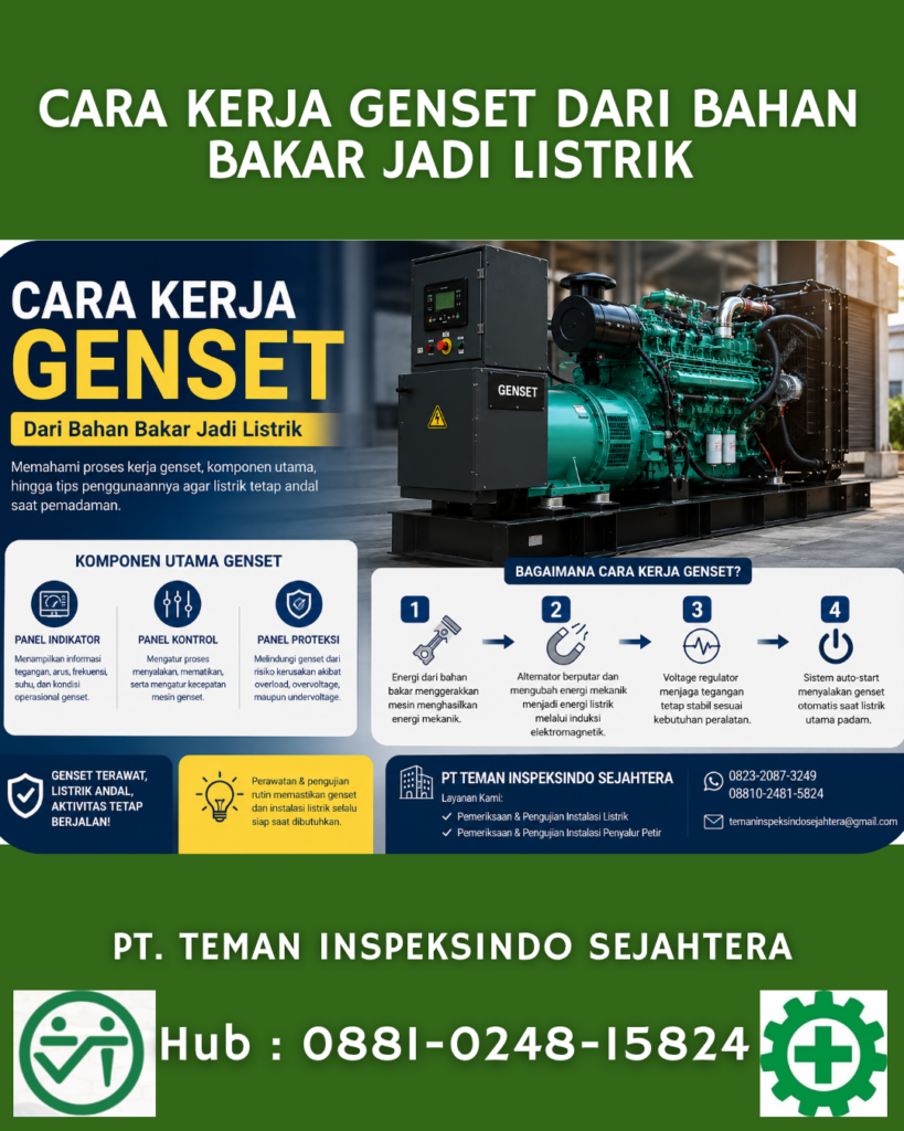 cara kerja genset dari bahan bakar jadi listrik