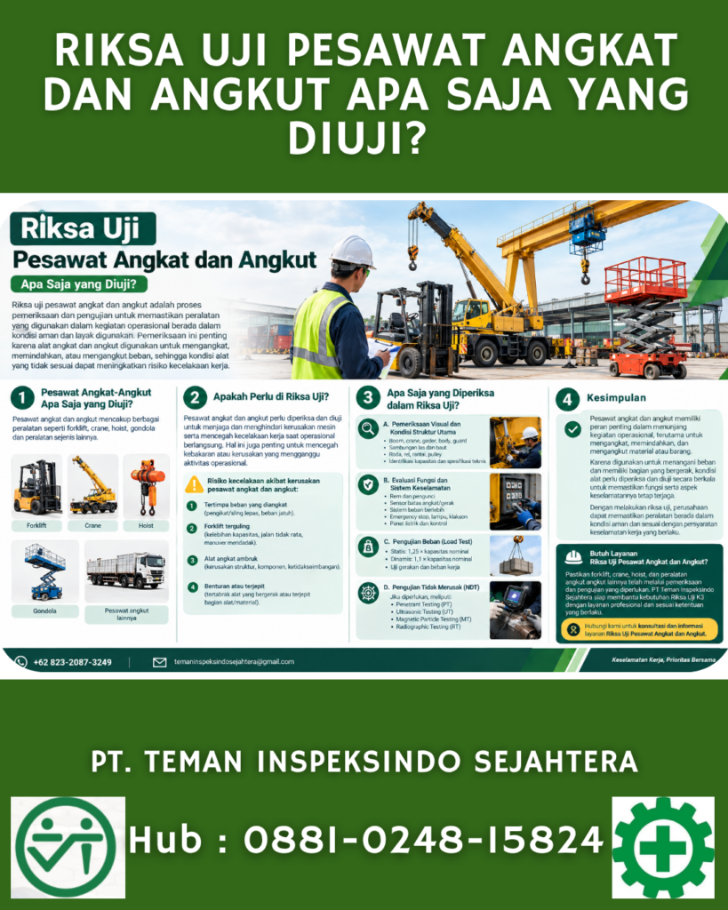 riksa uji pesawat angkat dan angkut apa saja yang diuji
